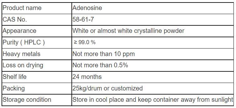 Pharmaceutical Intermediate Adenosine Powder 58-61-7