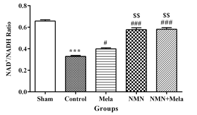 NMN treatment markedly restored the NAD+/NADH ratio.