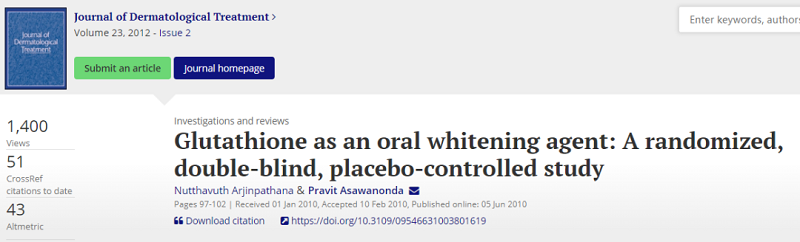 Glutathione as an oral whitening agent: A randomized,double-blind, placebo-controlled study