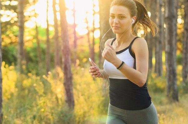 Madam, running, exercise, health, headphones, music, sound, mobile phone, iPod