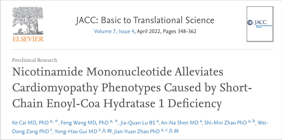 Nicotinamide Mononucleotide Alleviates Cardiomyopathy Phenotypes Caused by Short-Chain Enoyl-Coa Hydratase 1 Deficiency Nicotinamide Mononucleotide Alleviates Cardiomyopathy Phenotypes Caused by Short-Chain Enoyl-Coa Hydratase 1 Deficiency