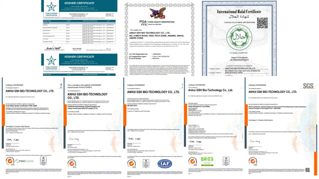 Was certified by ISO9001:2015, HACCP, FSSC22000, FDA, HALAL, KOSHER and BRCS ect. 
For the use of advanced synthetic biology techniques products have shown high cost performance.
We have sold to more than 70 countries and our products have received highly praise from our customer.