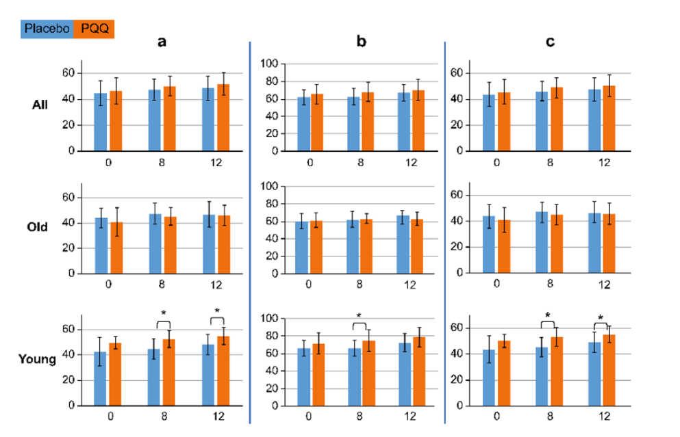 Figure 2 Characteristic cognitive function scores of the placebo control group and PQQ group