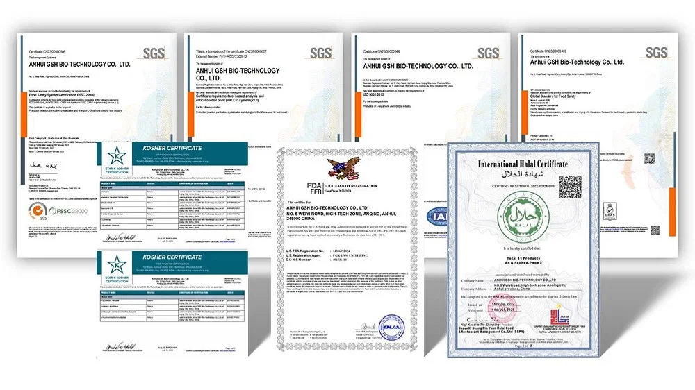Was certifications by ISO9001:2015, HACCP, FSSC22000, FDA, HALAL, KOSHER and BRCS ect.